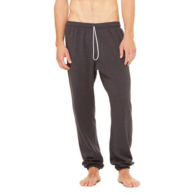 Bella + Canvas 3737 Sponge Fleece Long Scrunch Pant in Dark Grey Heather size Medium | Ringspun Cotton B3737