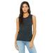 Bella + Canvas B8803 Women's Flowy Scoop Muscle Tank Top in Black Marble size Medium | Ringspun Cotton 8803, BC8803
