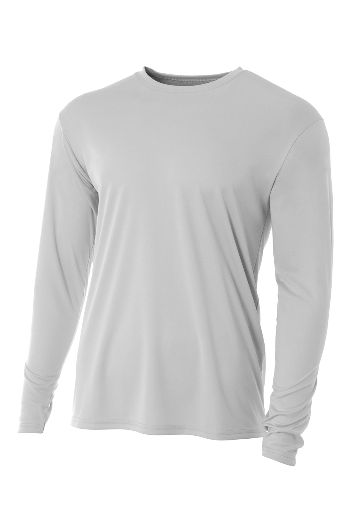 A4 N3165 Men's Cooling Performance Long Sleeve T-Shirt in Silver size Medium | Polyester A4N3165