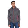 North End 88697 Men's Flux MÃ©lange Bonded Fleece Jacket in Carbon/Olympic Red size Medium | Polyester