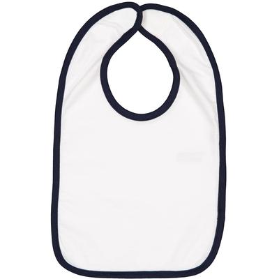 Rabbit Skins RS1004 Infant Contrast Trim Bib in White/Navy Blue | Cotton 1004, LA1004