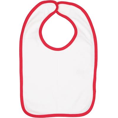 Rabbit Skins RS1004 Infant Contrast Trim Bib in White/Red | Cotton 1004, LA1004