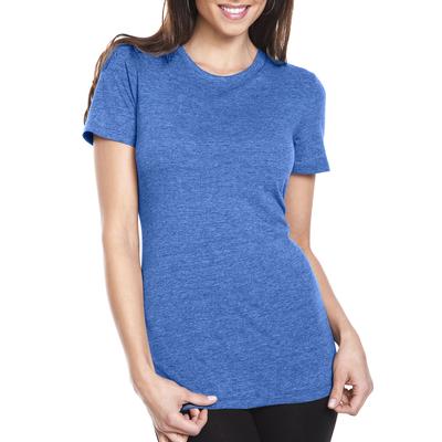 Next Level 6710 Women's Triblend Crew T-Shirt in Vintage Royal Blue size Large | 50% polyester, 25% airlume combed and ring-spun cotton, rayon NL6710