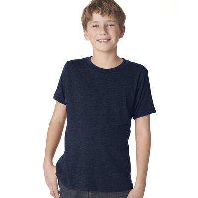 Next Level N6310 Youth Triblend Crew T-Shirt in Vintage Navy Blue size Medium | 50% polyester, 25% airlume combed and ring-spun cotton, rayon NL6310, 6310