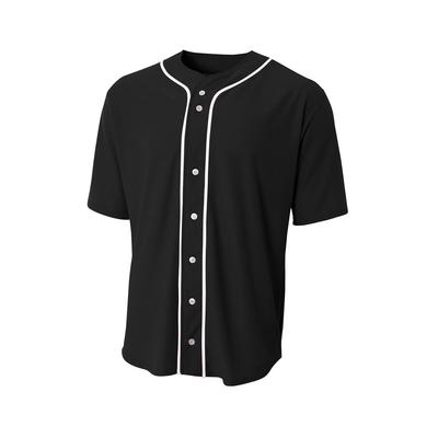 A4 N4184 Athletic Shorts Sleeve Full Button Baseball Top in Black size 2XL | Cotton/Polyester Blend A4N4184