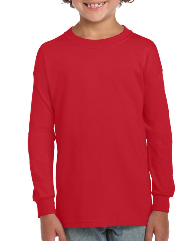 Gildan G240B Youth 99/1 6.1 Oz. L/S T Shirt in Red size Small | Cotton 2400B, G2400B