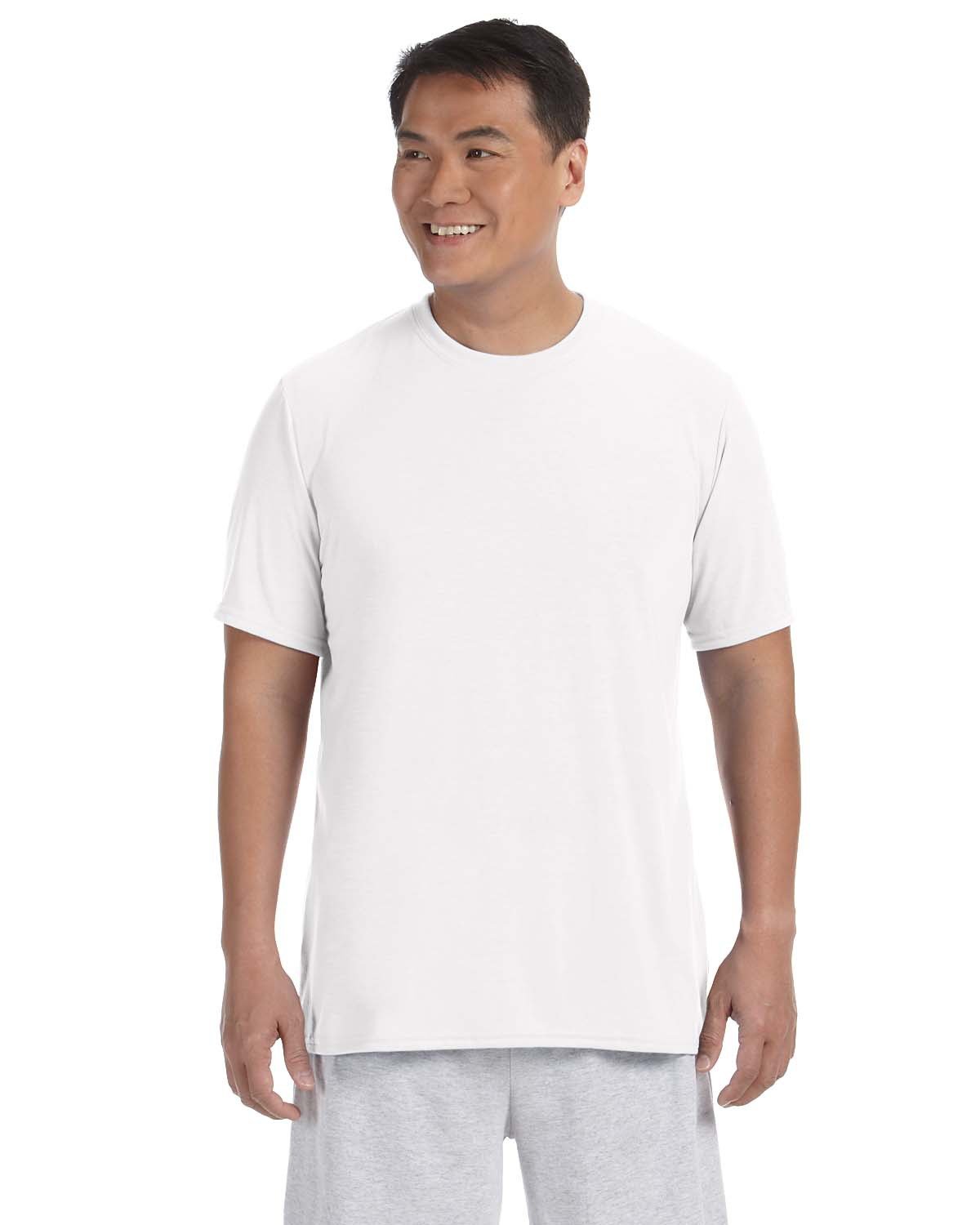 Gildan G420 Athletic Performance T-Shirt in White size Medium | Polyester 42000, G42000