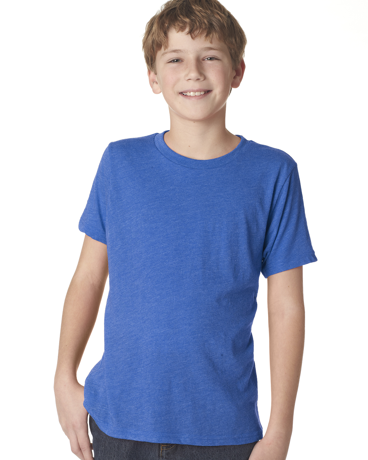 Next Level N6310 Youth Triblend T-Shirt in Vintage Royal Blue size XS | 50% polyester, 25% airlume combed and ring-spun cotton, rayon NL6310, 6310