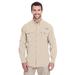 Columbia 7048 Men's Bahama II Long-Sleeve Shirt in Fossil size Small | Cotton/Nylon Blend 101162