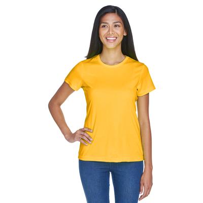 UltraClub 8420L Athletic Women's Cool & Dry Sport Performance Interlock T-Shirt in Gold size Large | Polyester
