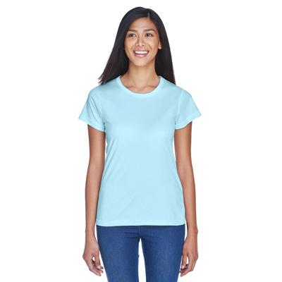 UltraClub 8420L Athletic Women's Cool & Dry Sport Performance Interlock T-Shirt in Ice Blue size Small | Polyester