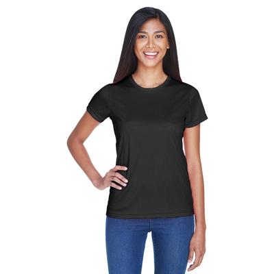 UltraClub 8420L Athletic Women's Cool & Dry Sport Performance Interlock T-Shirt in Black size 2XL | Polyester