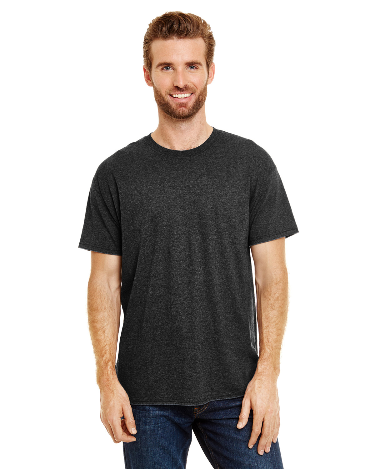 Hanes 42TB Adult Perfect-T Triblend T-Shirt in Solid Black size 2XL