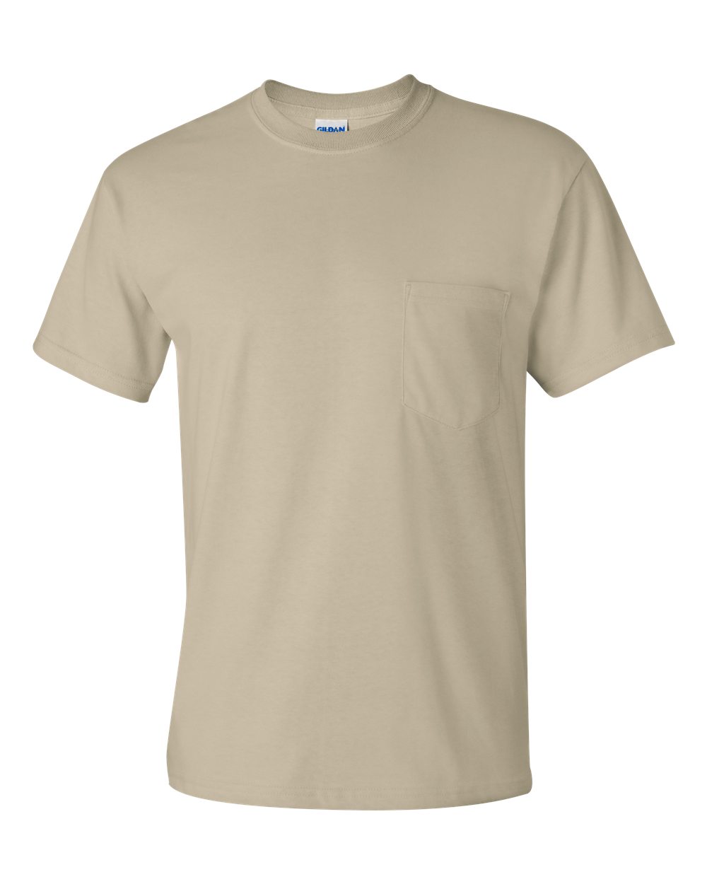 Gildan G230 Ultra Cotton T-Shirt with Pocket in Sand size XL 2300, G2300