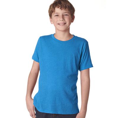 Next Level N6310 Youth Triblend Crew T-Shirt in Vintage Turquoise size Medium | 50% polyester, 25% airlume combed and ring-spun cotton, rayon NL6310, 6310
