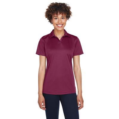 UltraClub 8425L Women's Cool & Dry Sport Performance Interlock Polo Shirt in Maroon size Medium | Polyester