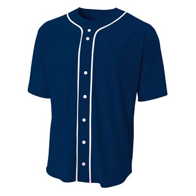 A4 N4184 Athletic Shorts Sleeve Full Button Baseball Top in Navy Blue size 2XL | Cotton/Polyester Blend A4N4184