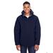 North End 88159 Men's Glacier Insulated Three-Layer Fleece Bonded Soft Shell Jacket with Detachable Hood in Classic Navy Blue size 4XL | Polyester
