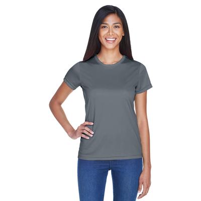 UltraClub 8420L Athletic Women's Cool & Dry Sport Performance Interlock T-Shirt in Charcoal size 2XL | Polyester