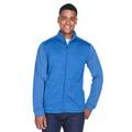 Devon & Jones DG796 Men's Newbury Colorblock MÃ©lange Fleece Full-Zip Jacket in French Blue/French Blue Heather size 2XL | Polyester