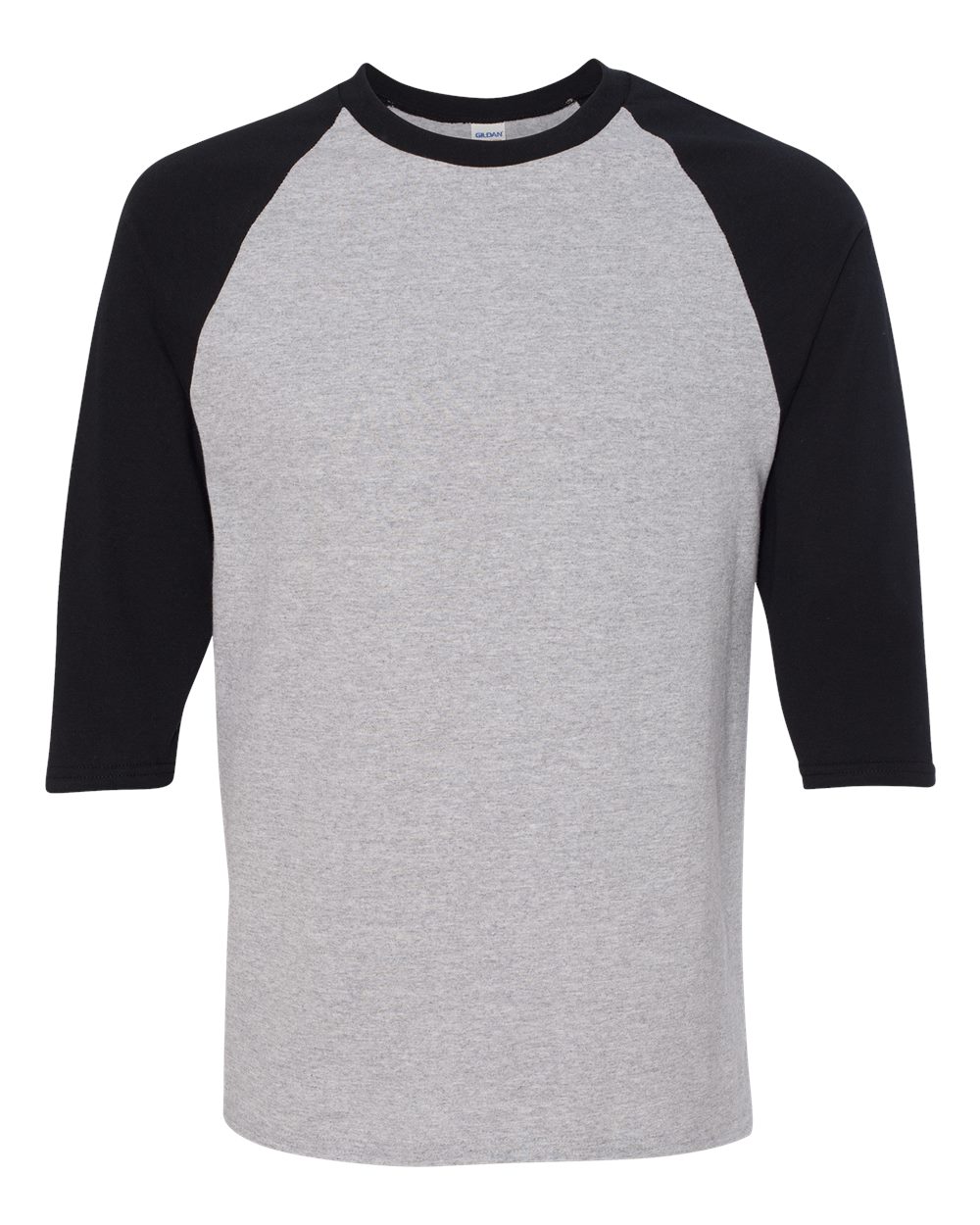 Gildan G570 Heavy Cotton 3/4-Sleeve Raglan T-Shirt in Sport Gray/Black size 3XL 5700, G5700