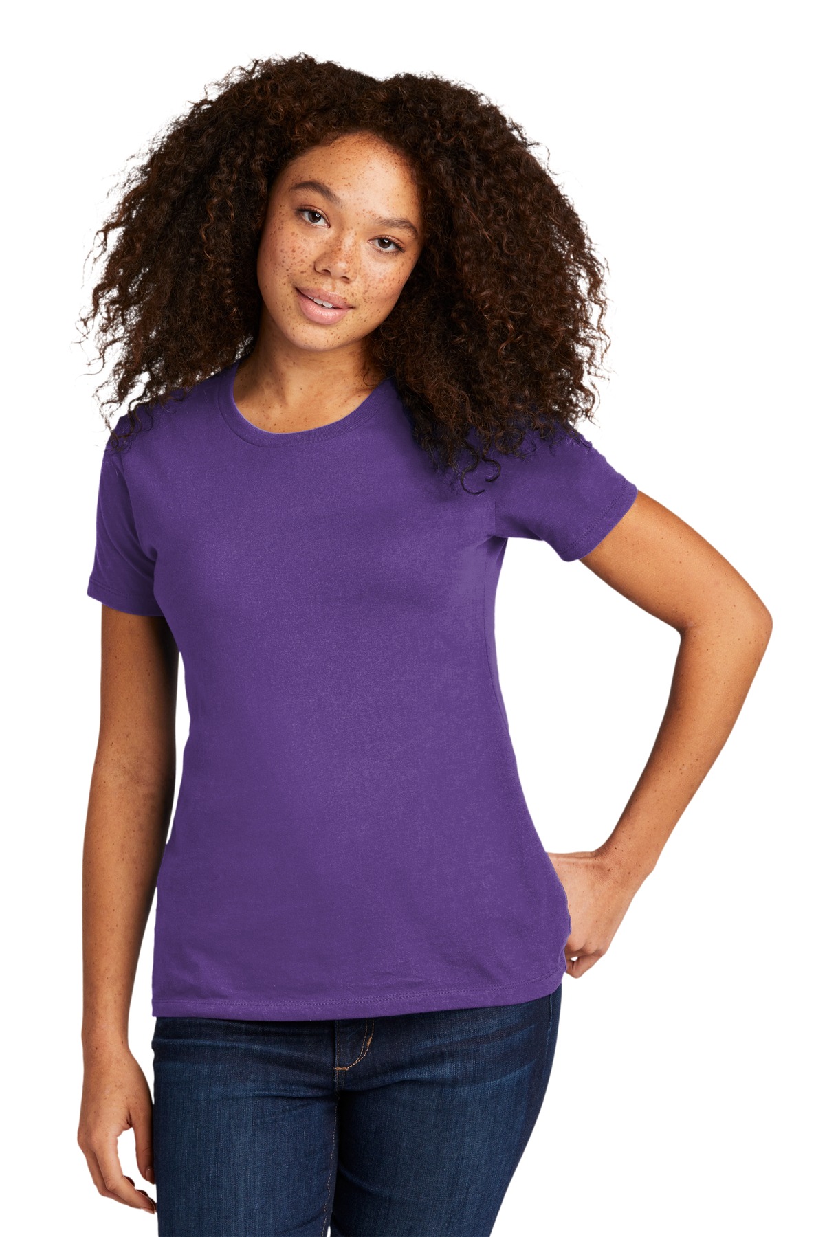 Next Level N3900 Women's Women’s Cotton T-Shirt in Purple Rush size Medium | combed ringspun cotton fine jersey 3900, NL3900