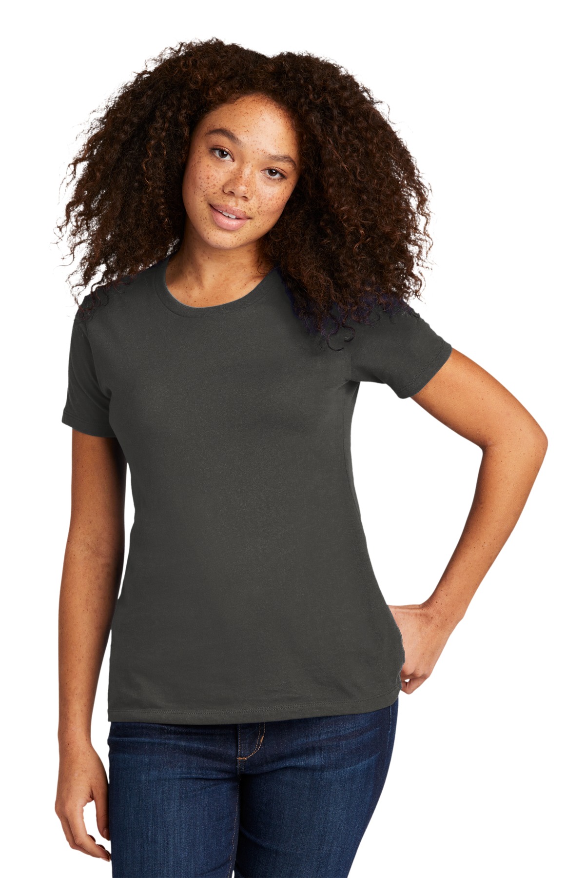 Next Level N3900 Women's Women’s Cotton T-Shirt in Heavy Metal size XL | combed ringspun cotton fine jersey 3900, NL3900