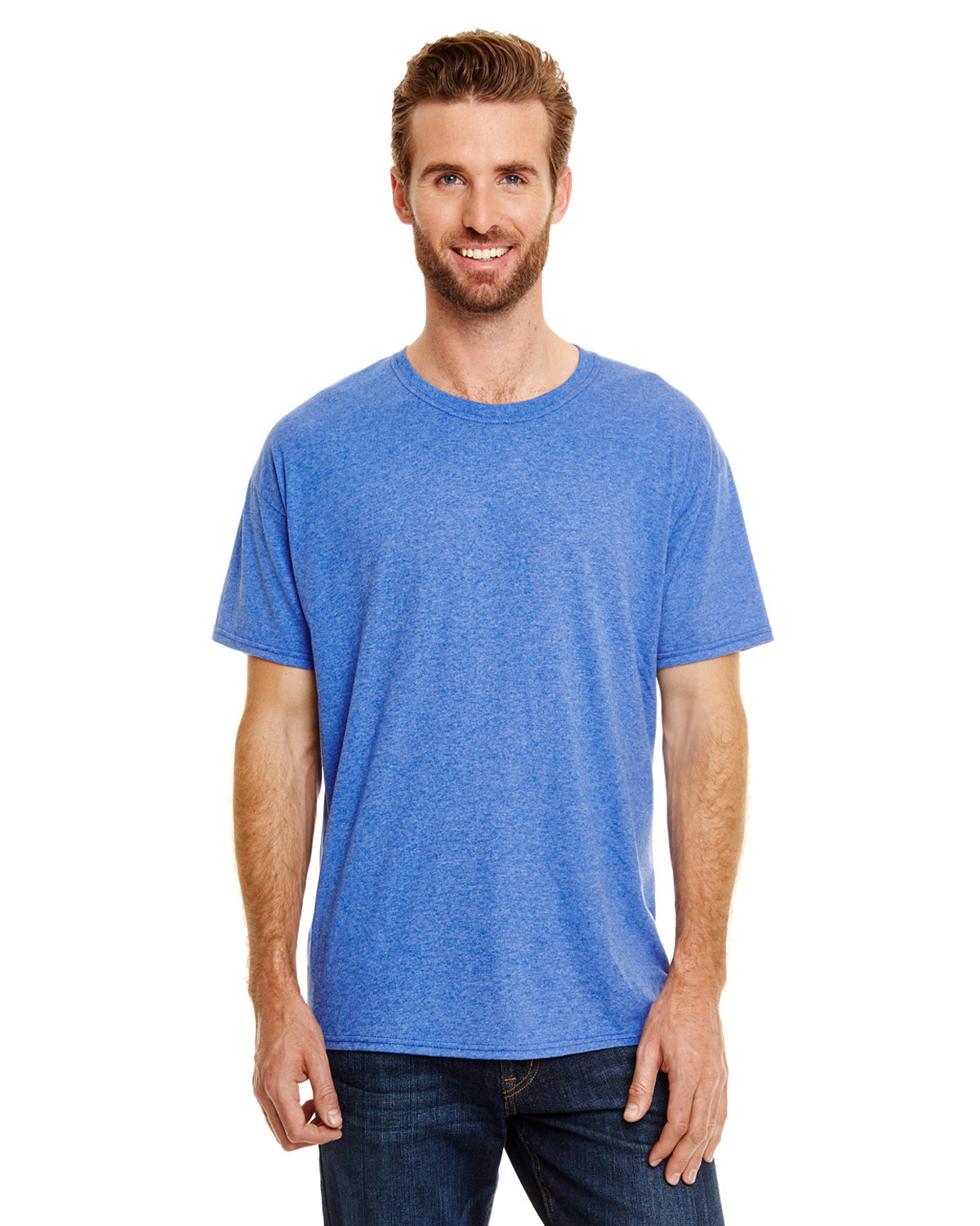 Hanes 42TB Adult Perfect-T Triblend T-Shirt in Royal Blue size XL