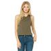 Bella + Canvas 6682 Women's Racerback Cropped Tank Top in Heather Olive size 2XL | Cotton/Polyester Blend B6682, BC6682