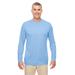 UltraClub 8622 Men's Cool & Dry Performance Long-Sleeve Top in Columbia Blue size Small | Polyester