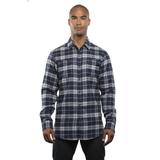 Burnside B8210 Men's Plaid Flannel Shirt in Navy Blue/Gray size Small 8210