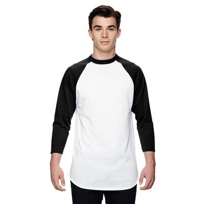 Augusta Sportswear AG4420 Athletic Baseball 3/4 Sleeve Top 2.0 in White/Black size 2XL | Cotton Polyester 4420