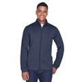 Devon & Jones DG796 Men's Newbury Colorblock MÃ©lange Fleece Full-Zip Jacket in Navy Blue/Navy Blue Heather size Medium | Polyester