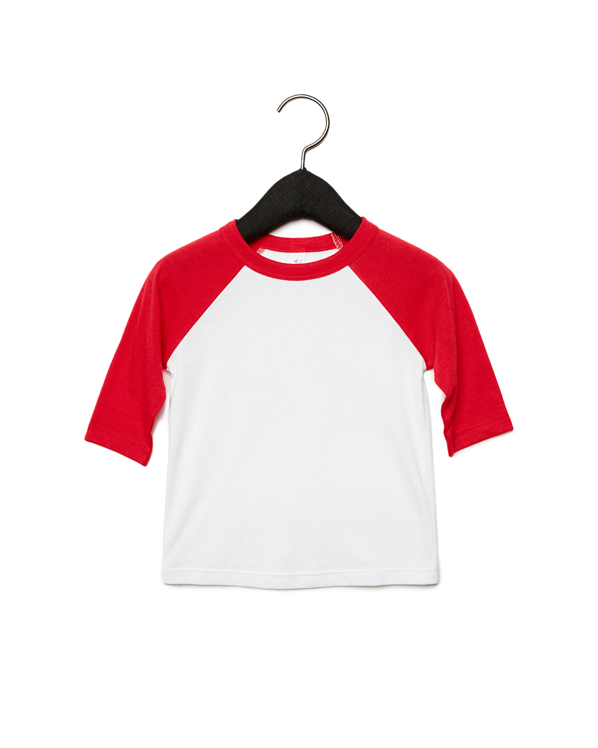 Bella + Canvas 3200T Toddler Three-Quarter Sleeve Baseball Top in White/Red size 4T | Cotton/Polyester Blend B3200T