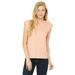 Bella + Canvas 8804 Women's Flowy Muscle T-Shirt With Rolled Cuffs in Peach size Large | Polyester Blend B8804, BC8804