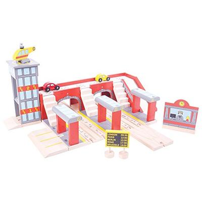 Bigjigs Rail Wooden Grand Central Station for Wooden Train Set - Train Set Accessories