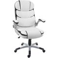 Chaise de bureau HHG-507 chaise pivotante, fauteuil directorial, similicuir blanc - white