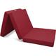 Beautissu Pouf pliable Campix - Matelas pliant de voyage Rouge foncé, 195x80x10 cm