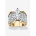 Yellow Gold Plated Cubic Zirconia and Round Crystals Cocktail Ring by PalmBeach Jewelry in Gold (Size 9)