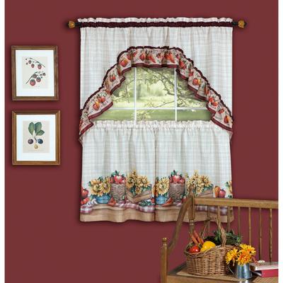 Wide Width Farmer's Market Printed Tier and Swag Window Curtain Set by Achim Home Décor in Multi (Size 57" W 36" L)