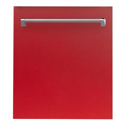 ZLINE Kitchen and Bath 24 in. Top Control Dishwasher in Red Matte with Stainless Steel Tub and Tradi