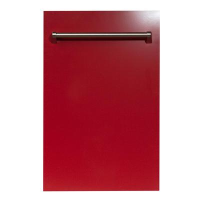 ZLINE Kitchen and Bath 18 in. Top Control Dishwasher in Red Gloss with Stainless Steel Tub and Tradi