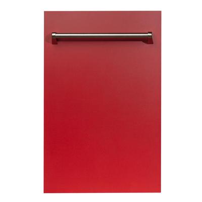 ZLINE Kitchen and Bath 18 in. Top Control Dishwasher in Red Matte with Stainless Steel Tub and Tradi
