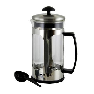 Mr. Coffee Daily Brew 4-Cups Stainless Steel Coffee Press, Chrome and glass