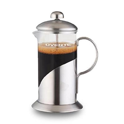 Ovente 1.5-Cup Nickel Brushed French Press Cafetire Coffee and Tea Maker with High-Grade Stainless S