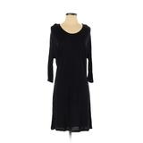 H&M Casual Dress - Sweater Dress Crew Neck 3/4 Sleeve: Black Solid Dresses - Women's Size Small