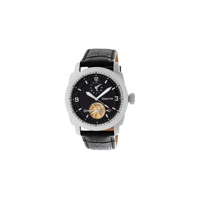 Heritor Automatic Mens Watches Helmsley Collection Silver Case with Black Dial and Black Leather Str
