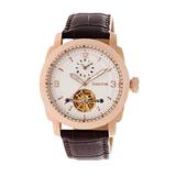 Heritor Automatic Helmsley Semi-Skeleton Leather-Band Watch - Rose Gold/White screenshot. Watches directory of Jewelry.