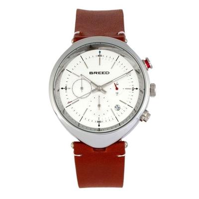 "Breed Watches Tempest Chronograph Leather-Band Watch w/Date Brown/White One Size Model: BRD8601"