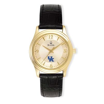 Kentucky Wildcats Women's Stainless Steel Leather Band Watch - Gold/Black